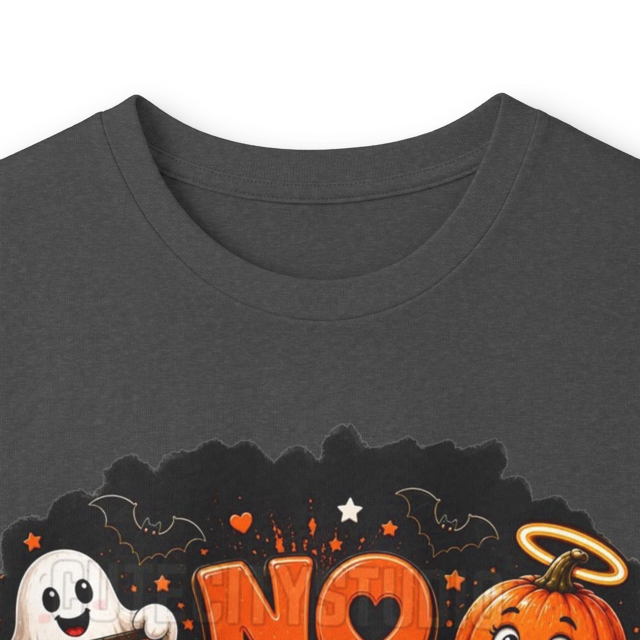 Halloween Long Sleeve Tee — "No Tricks Just Treats" Graphic Shirt