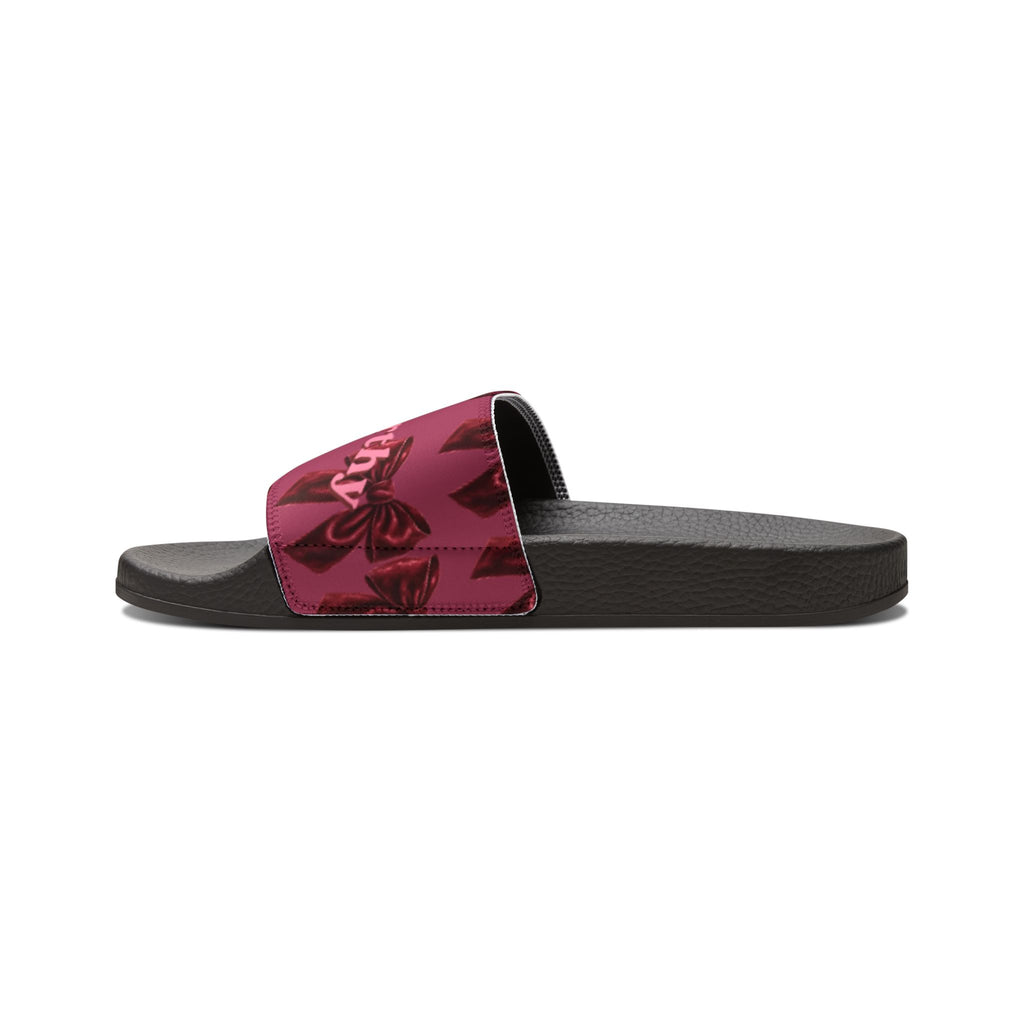 Women's Butterfly Slide Sandals - Removable Strap Pink Floral Slides