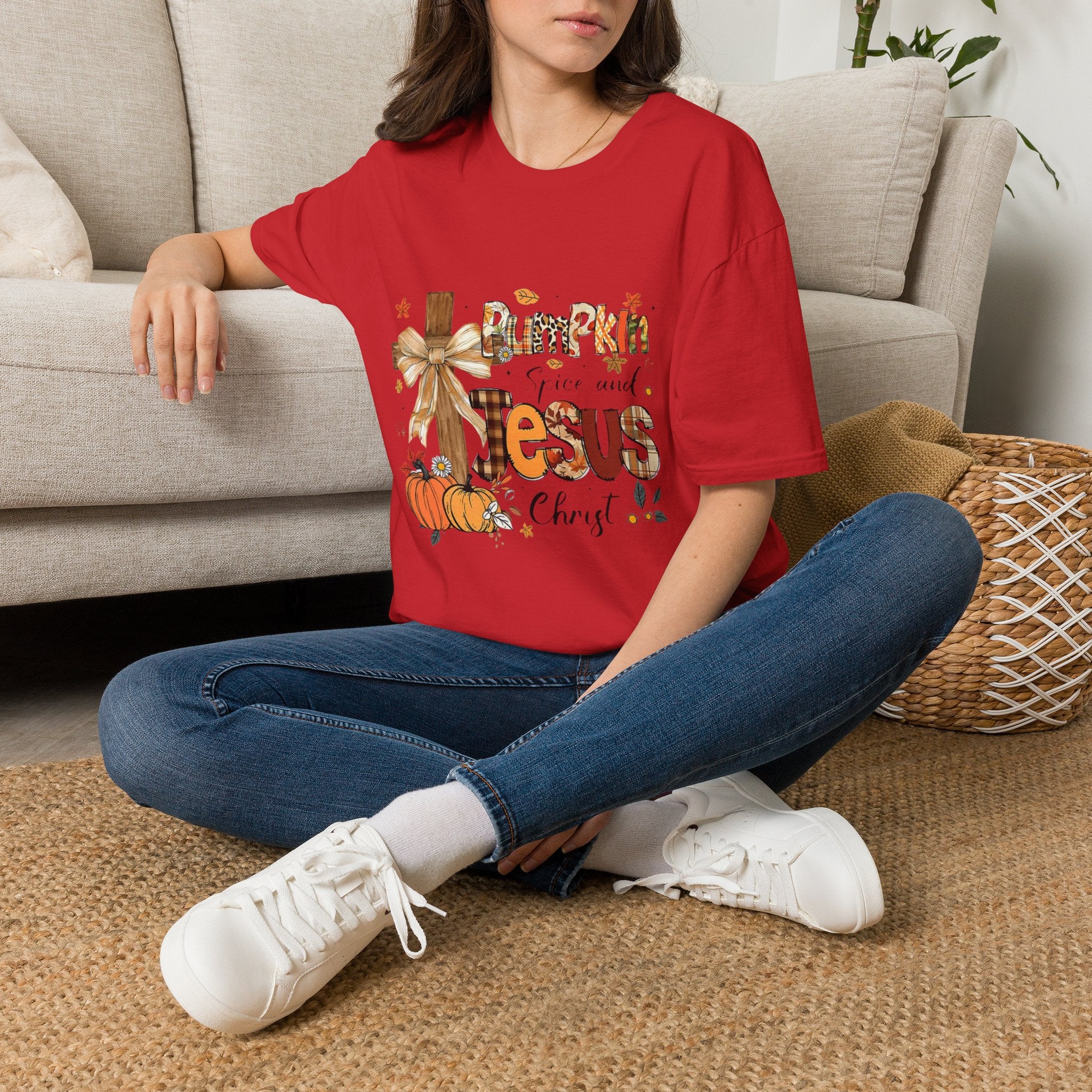 T-Shirt — "Pumpkin Spice and Jesus" Fall Faith Graphic Tee