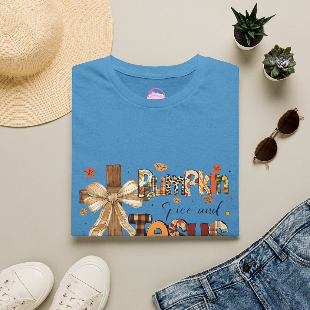 T-Shirt — "Pumpkin Spice and Jesus" Fall Faith Graphic Tee