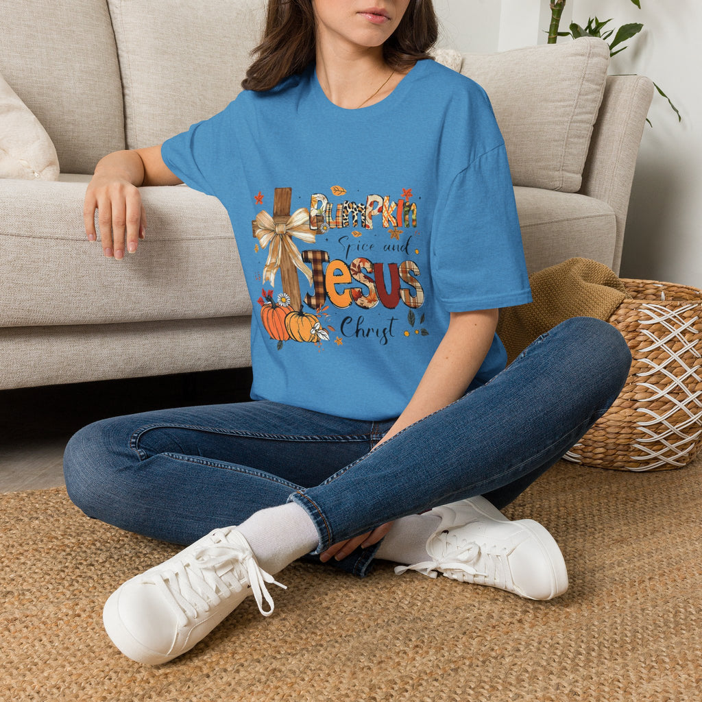 T-Shirt — "Pumpkin Spice and Jesus" Fall Faith Graphic Tee