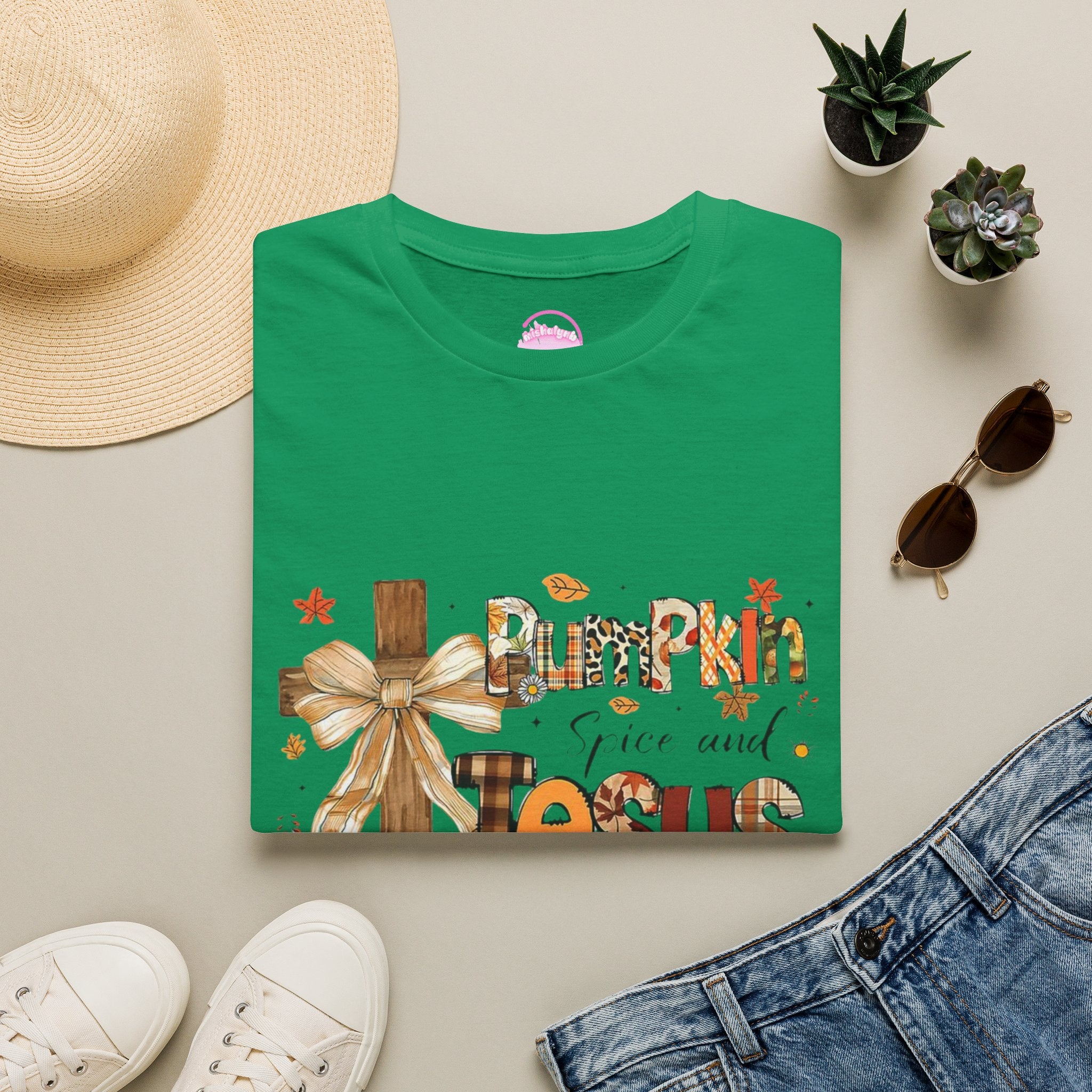 T-Shirt — "Pumpkin Spice and Jesus" Fall Faith Graphic Tee