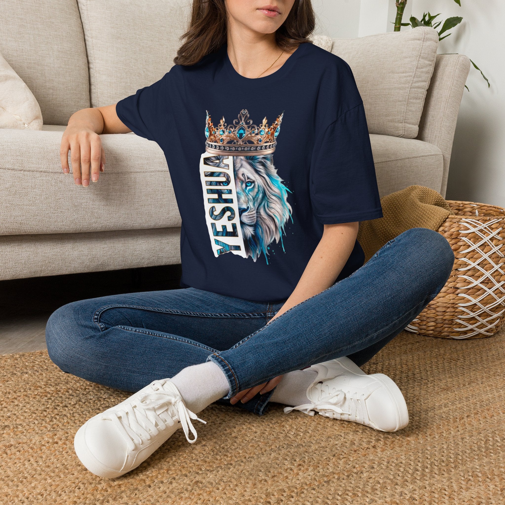 Yeshua Crowned Lion T-Shirt — Christian Faith Graphic Tee