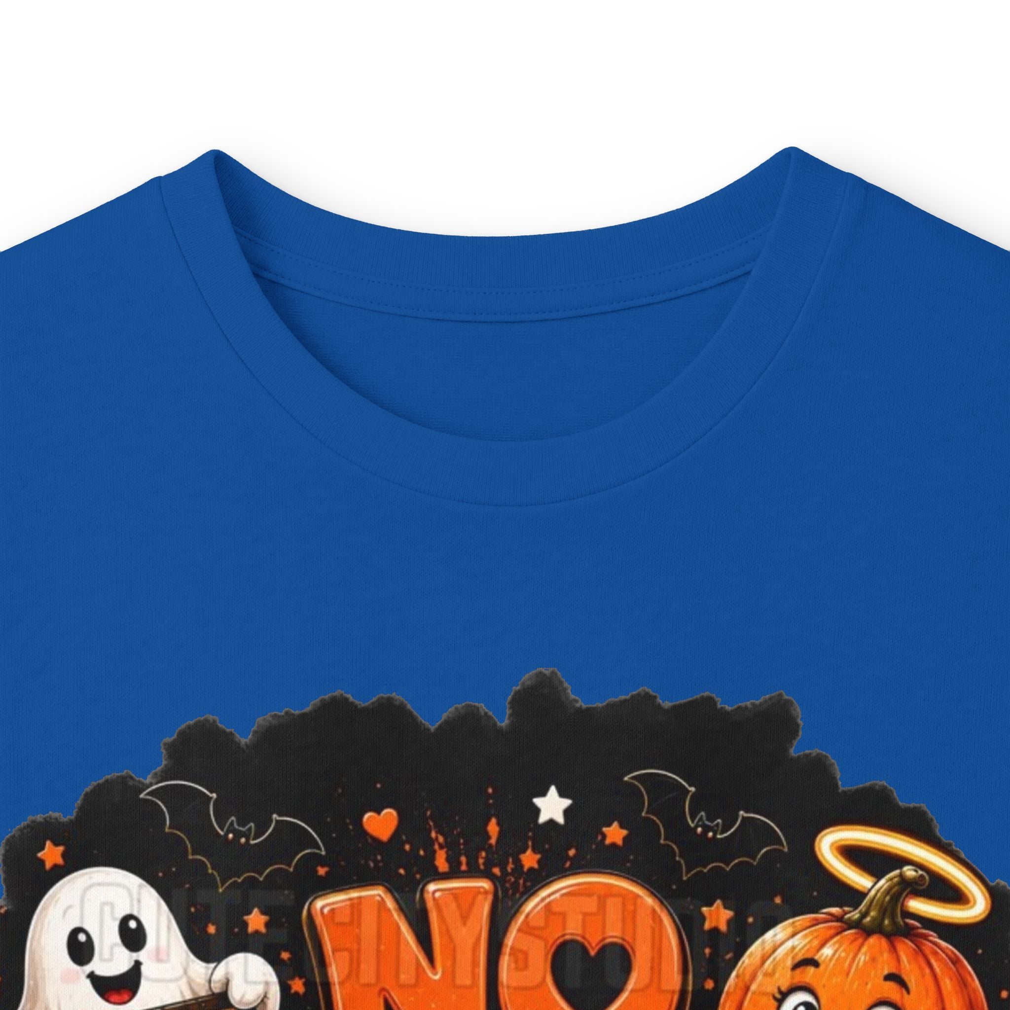 Halloween Long Sleeve Tee — "No Tricks Just Treats" Graphic Shirt