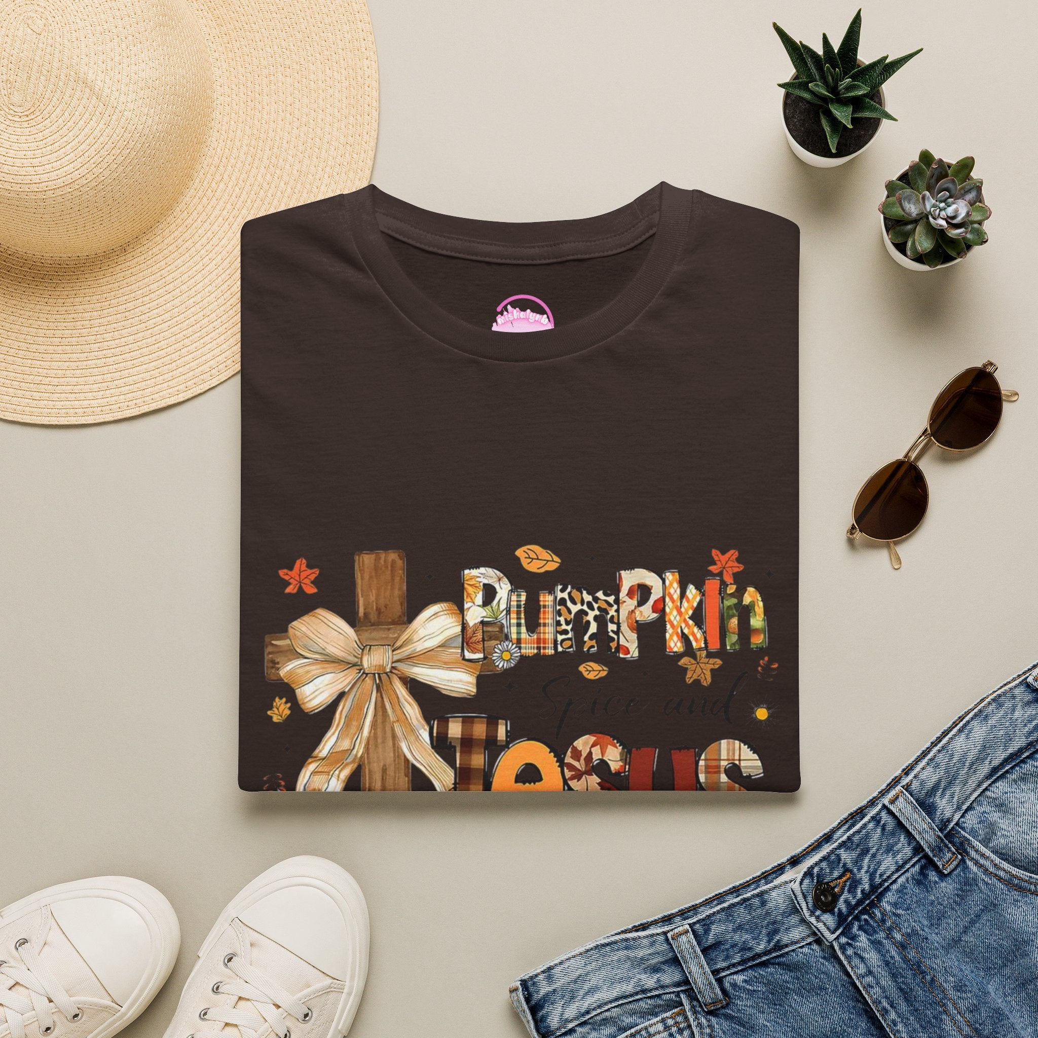 T-Shirt — "Pumpkin Spice and Jesus" Fall Faith Graphic Tee