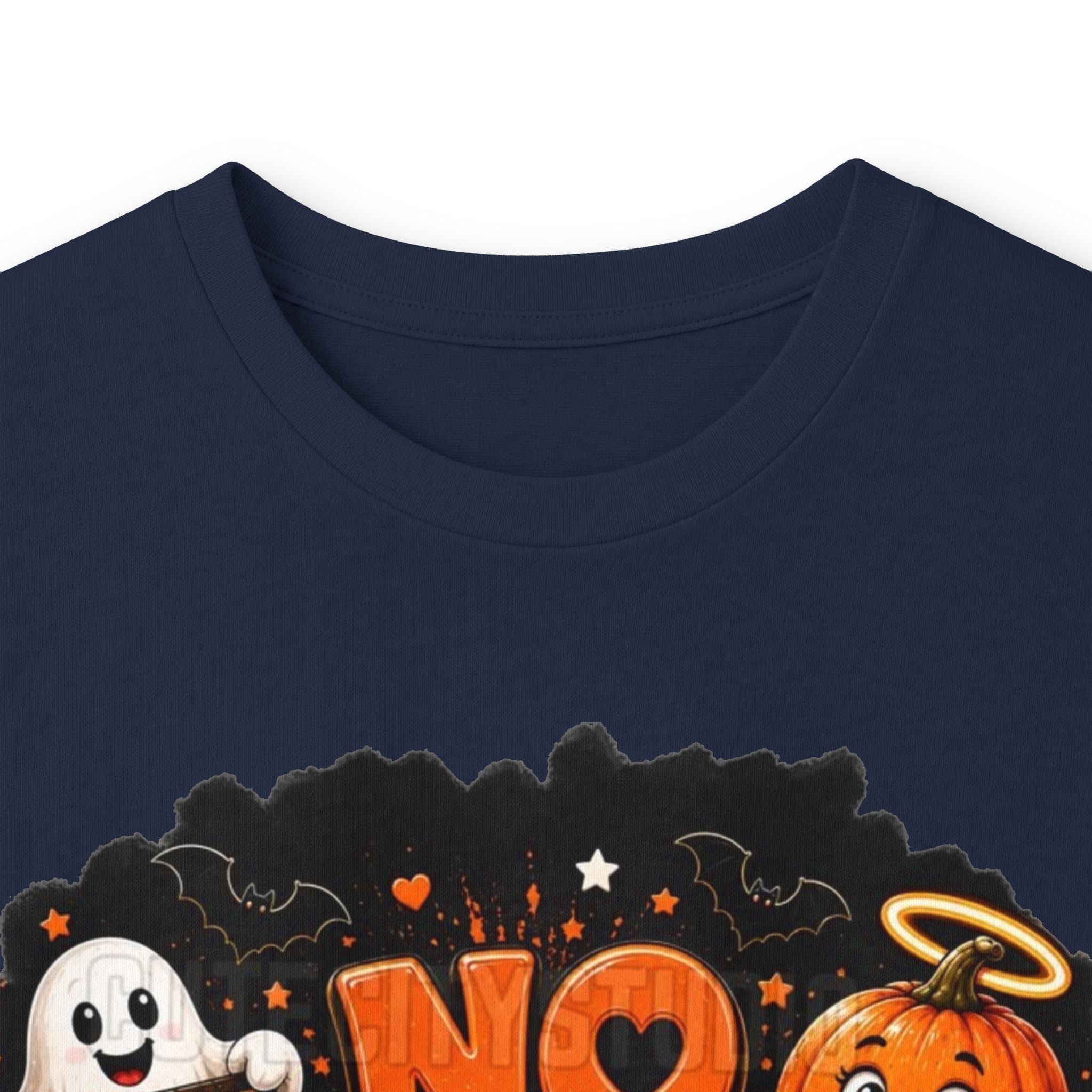 Halloween Long Sleeve Tee — "No Tricks Just Treats" Graphic Shirt
