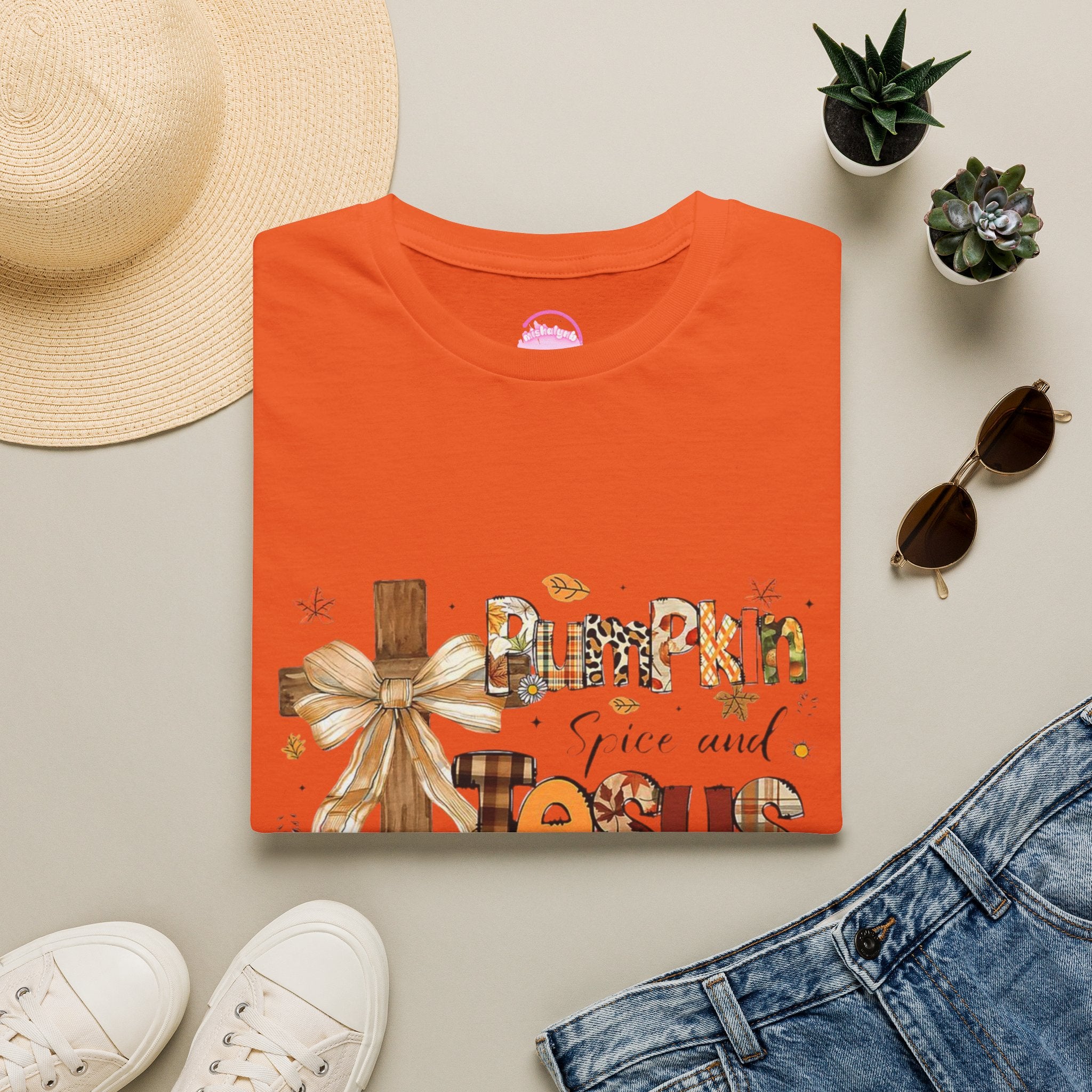 T-Shirt — "Pumpkin Spice and Jesus" Fall Faith Graphic Tee
