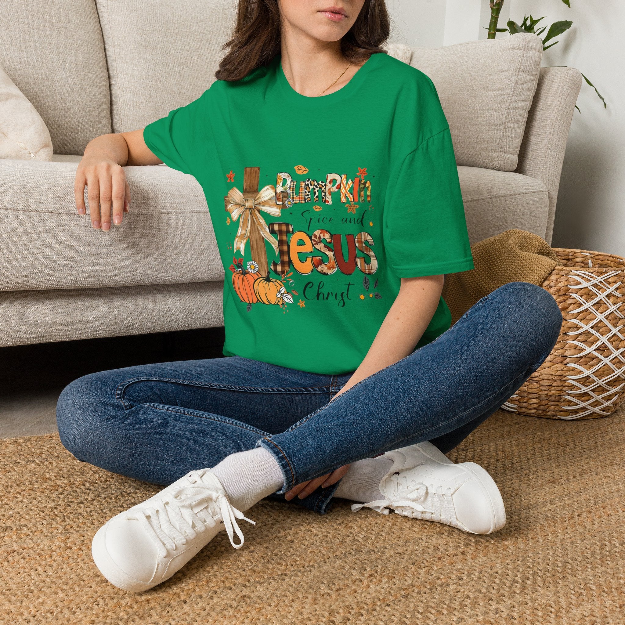 T-Shirt — "Pumpkin Spice and Jesus" Fall Faith Graphic Tee