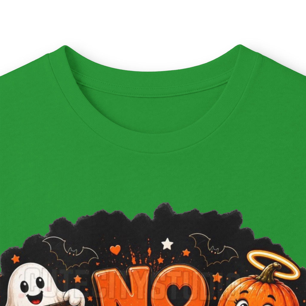 Halloween Long Sleeve Tee — "No Tricks Just Treats" Graphic Shirt