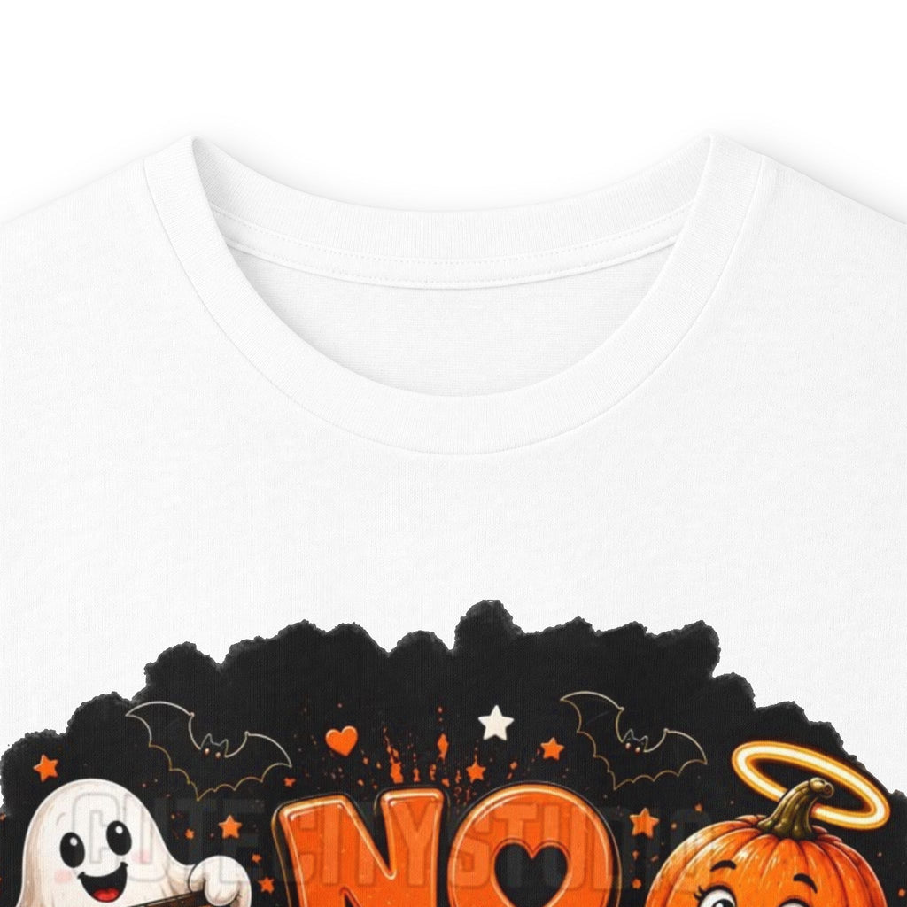 Halloween Long Sleeve Tee — "No Tricks Just Treats" Graphic Shirt