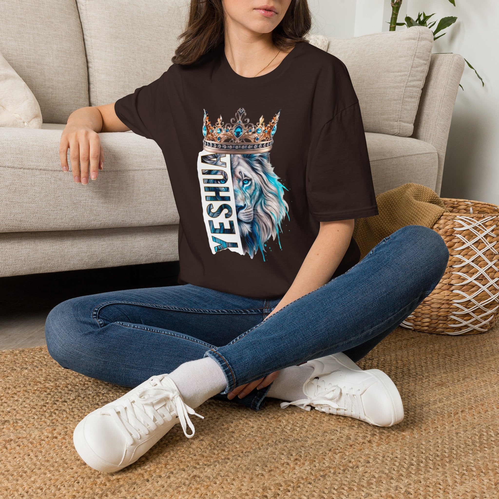 Yeshua Crowned Lion T-Shirt — Christian Faith Graphic Tee