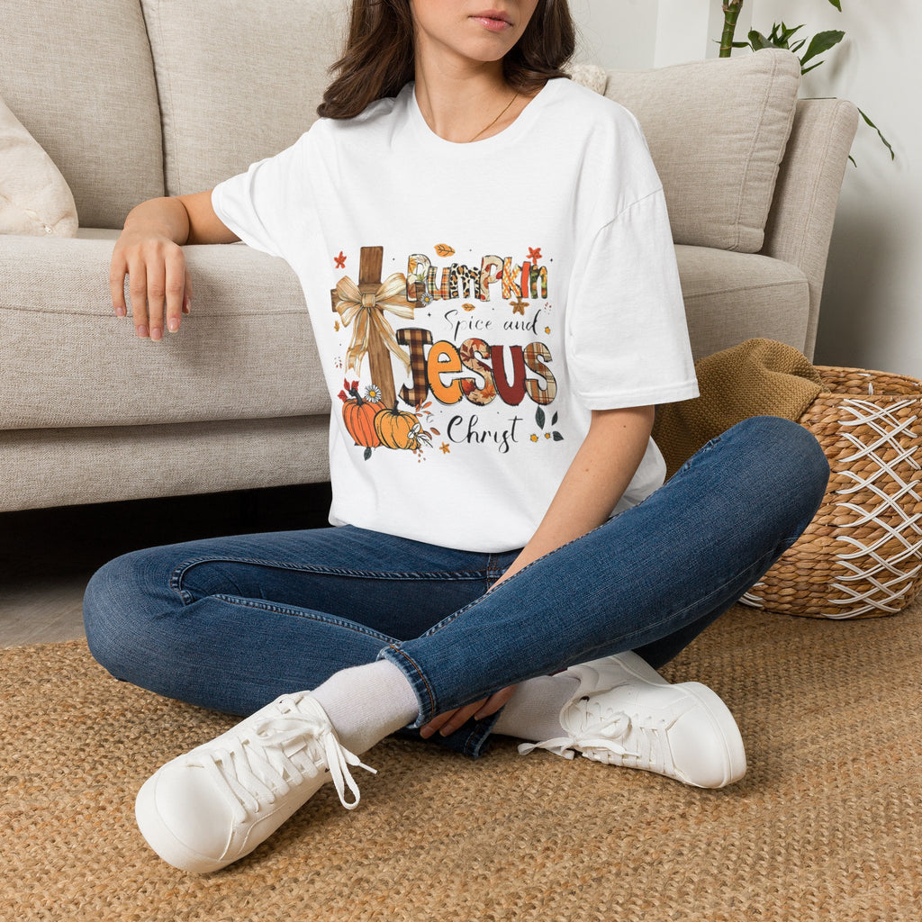 T-Shirt — "Pumpkin Spice and Jesus" Fall Faith Graphic Tee