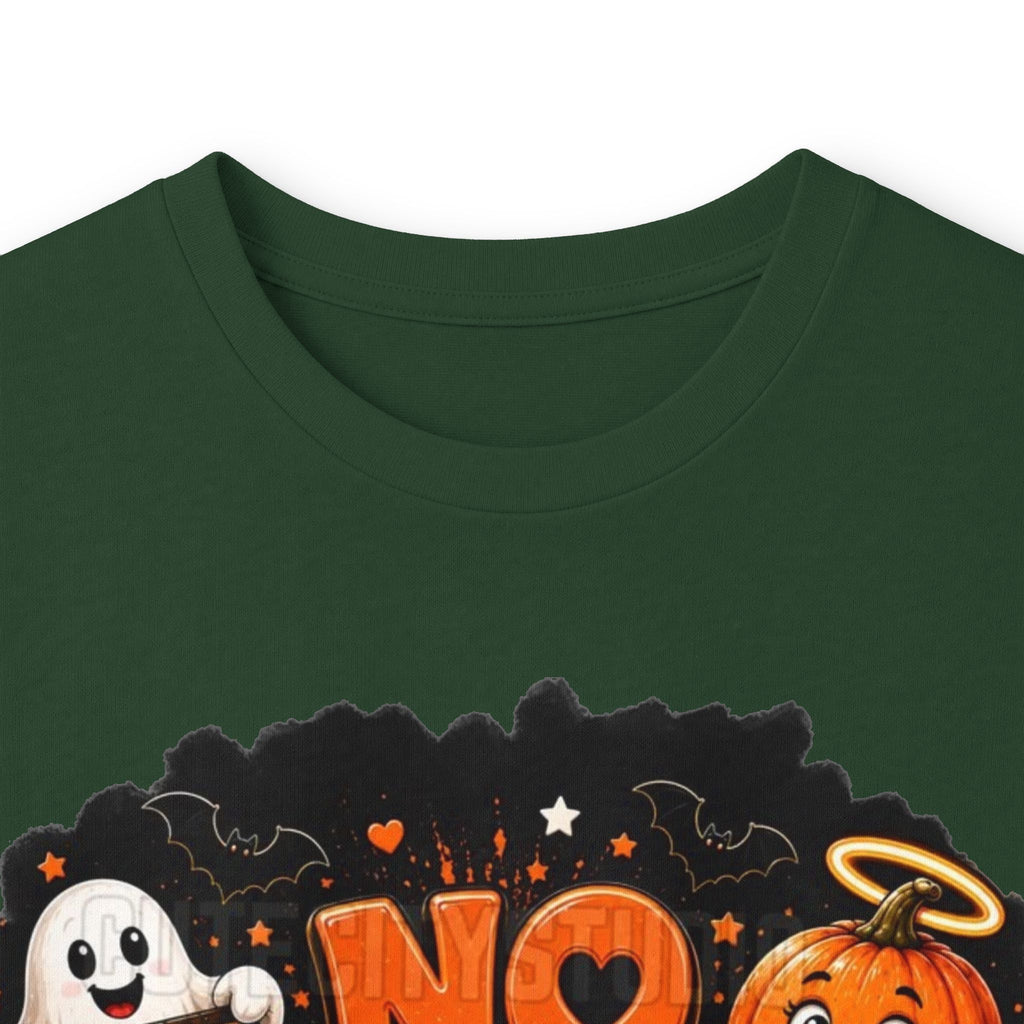 Halloween Long Sleeve Tee — "No Tricks Just Treats" Graphic Shirt