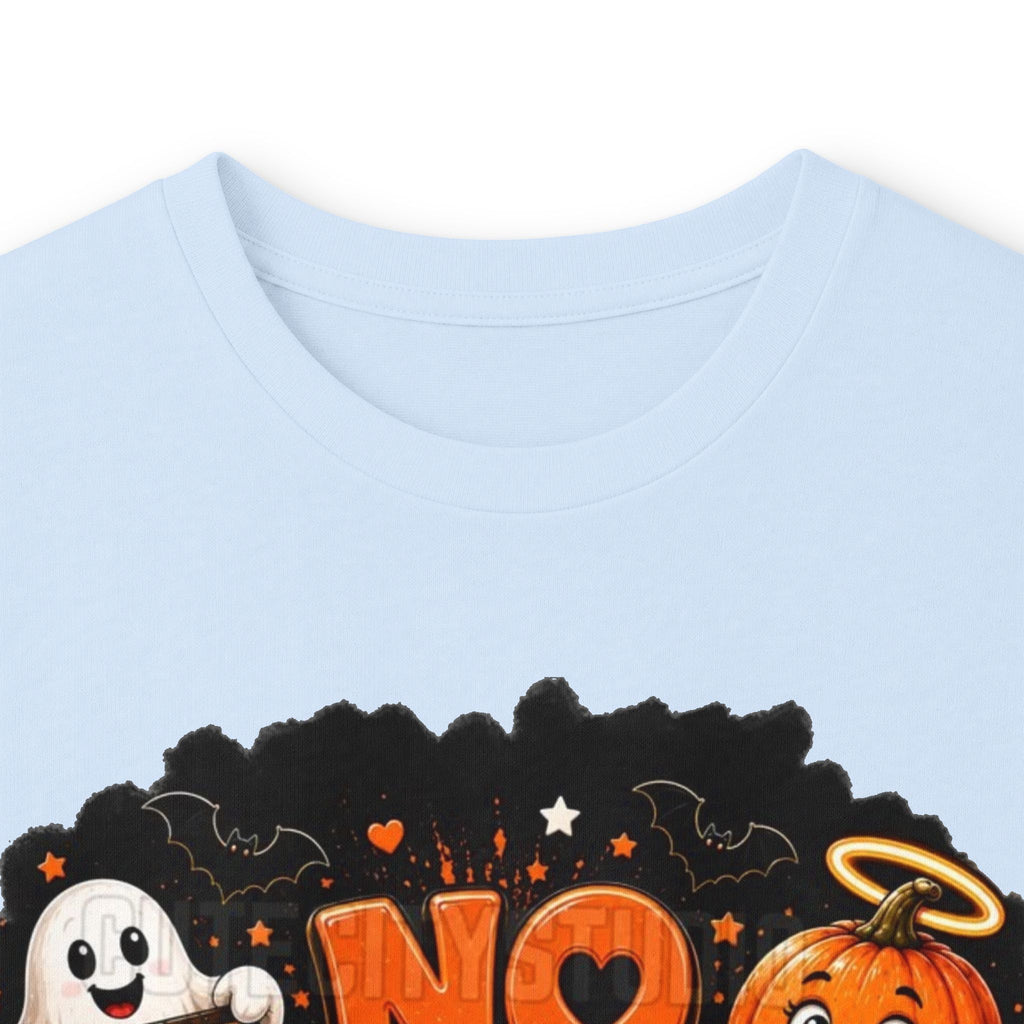 Halloween Long Sleeve Tee — "No Tricks Just Treats" Graphic Shirt