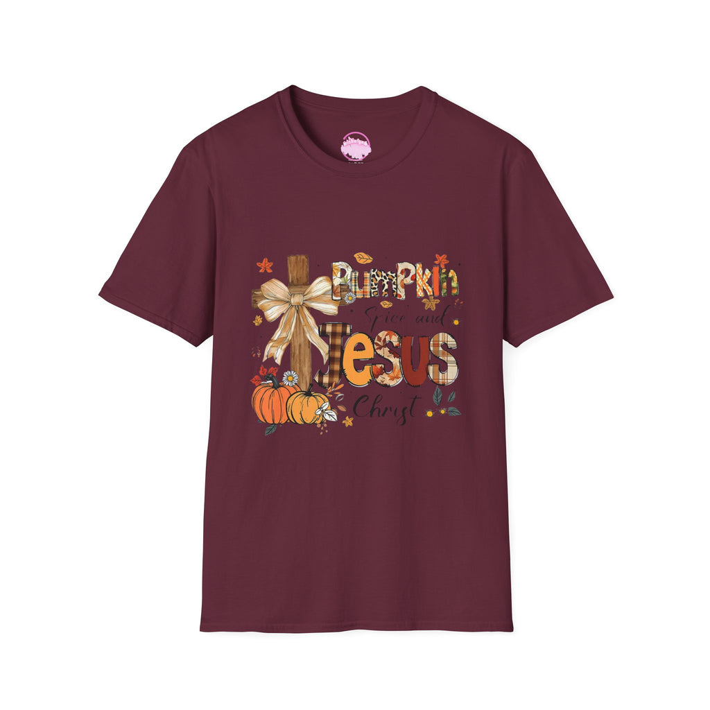 T-Shirt — "Pumpkin Spice and Jesus" Fall Faith Graphic Tee