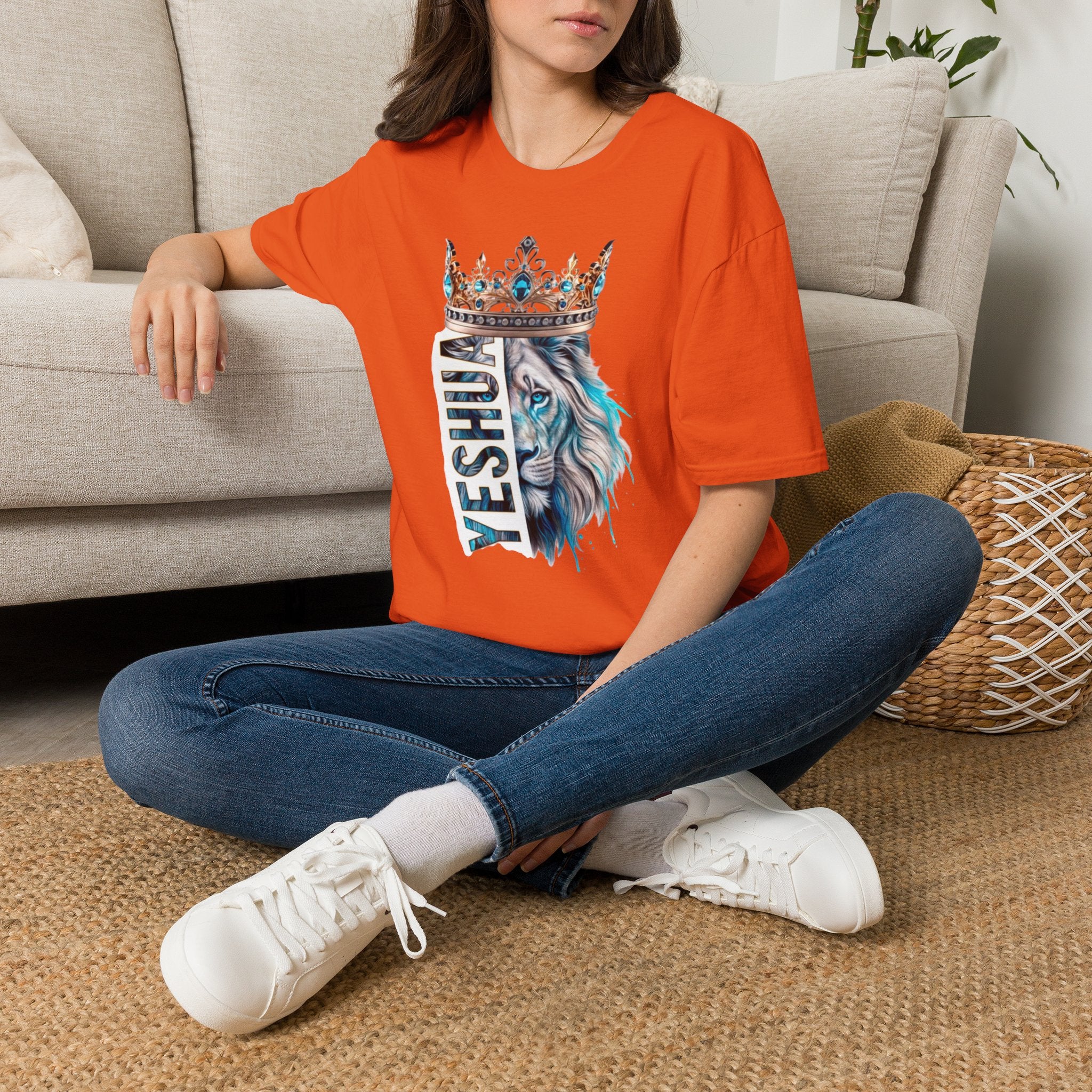 Yeshua Crowned Lion T-Shirt — Christian Faith Graphic Tee