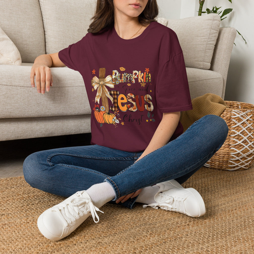 T-Shirt — "Pumpkin Spice and Jesus" Fall Faith Graphic Tee
