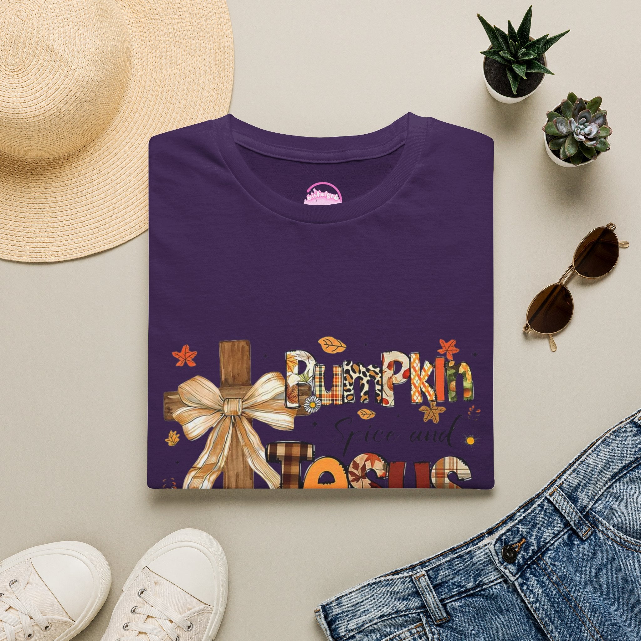 T-Shirt — "Pumpkin Spice and Jesus" Fall Faith Graphic Tee