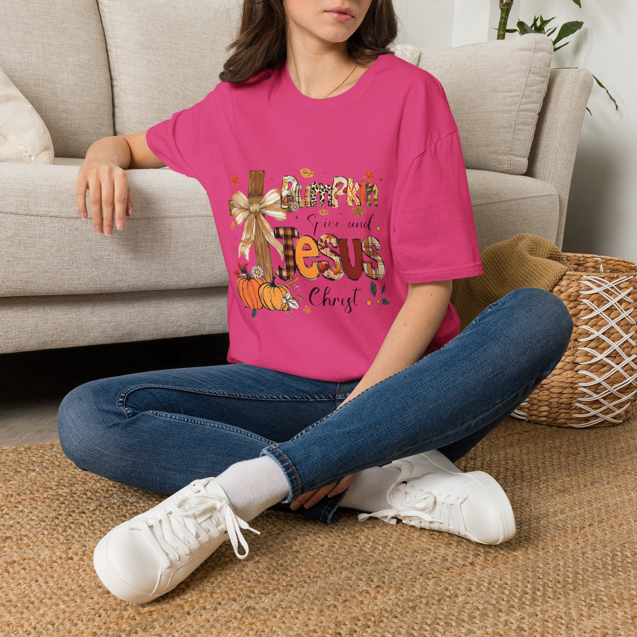 T-Shirt — "Pumpkin Spice and Jesus" Fall Faith Graphic Tee
