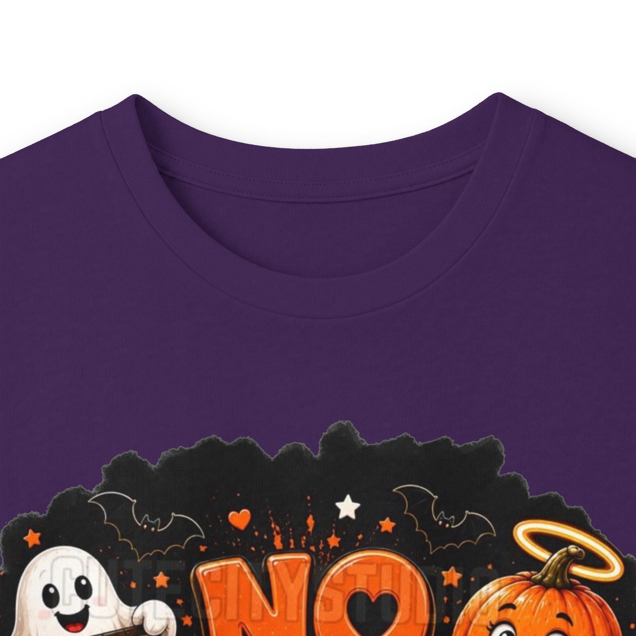 Halloween Long Sleeve Tee — "No Tricks Just Treats" Graphic Shirt
