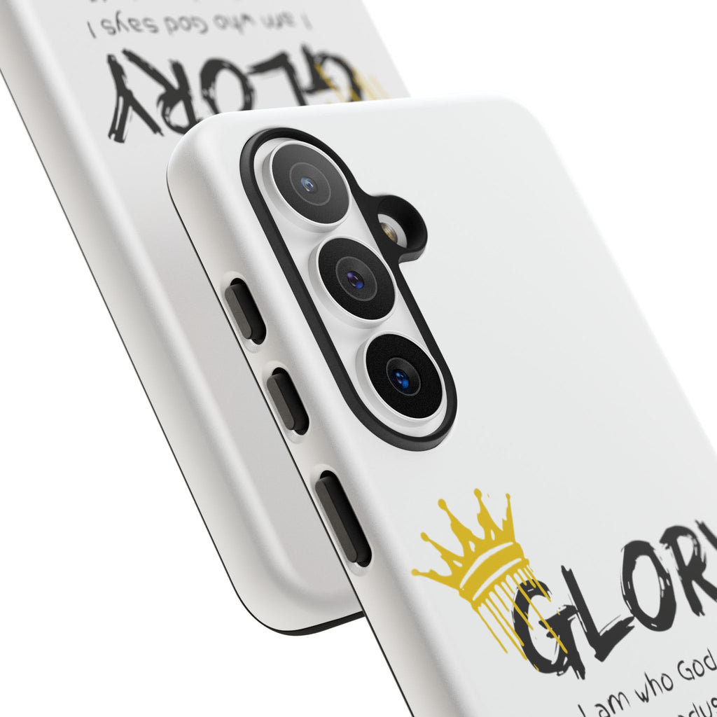 Glory Crown Christian Phone Case — 'I Am Who God Says I Am' Exodus 3:14–15 Tough Phone Case
