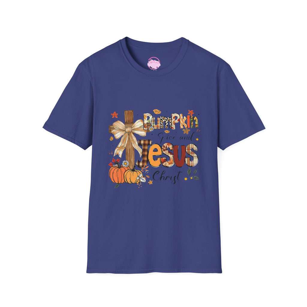 T-Shirt — "Pumpkin Spice and Jesus" Fall Faith Graphic Tee