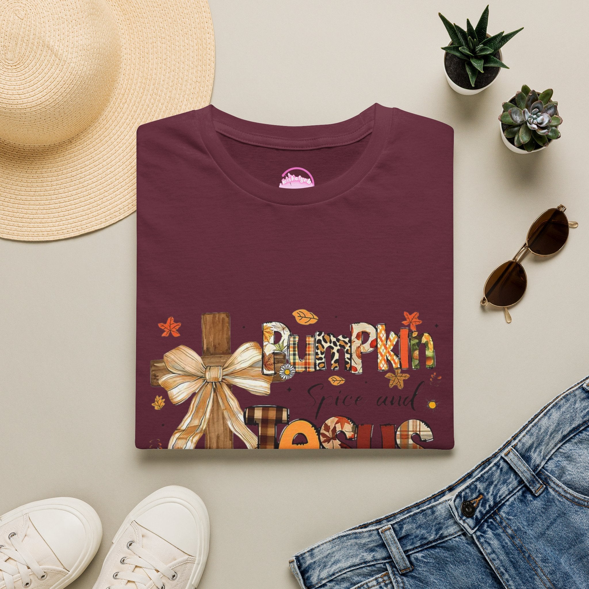 T-Shirt — "Pumpkin Spice and Jesus" Fall Faith Graphic Tee