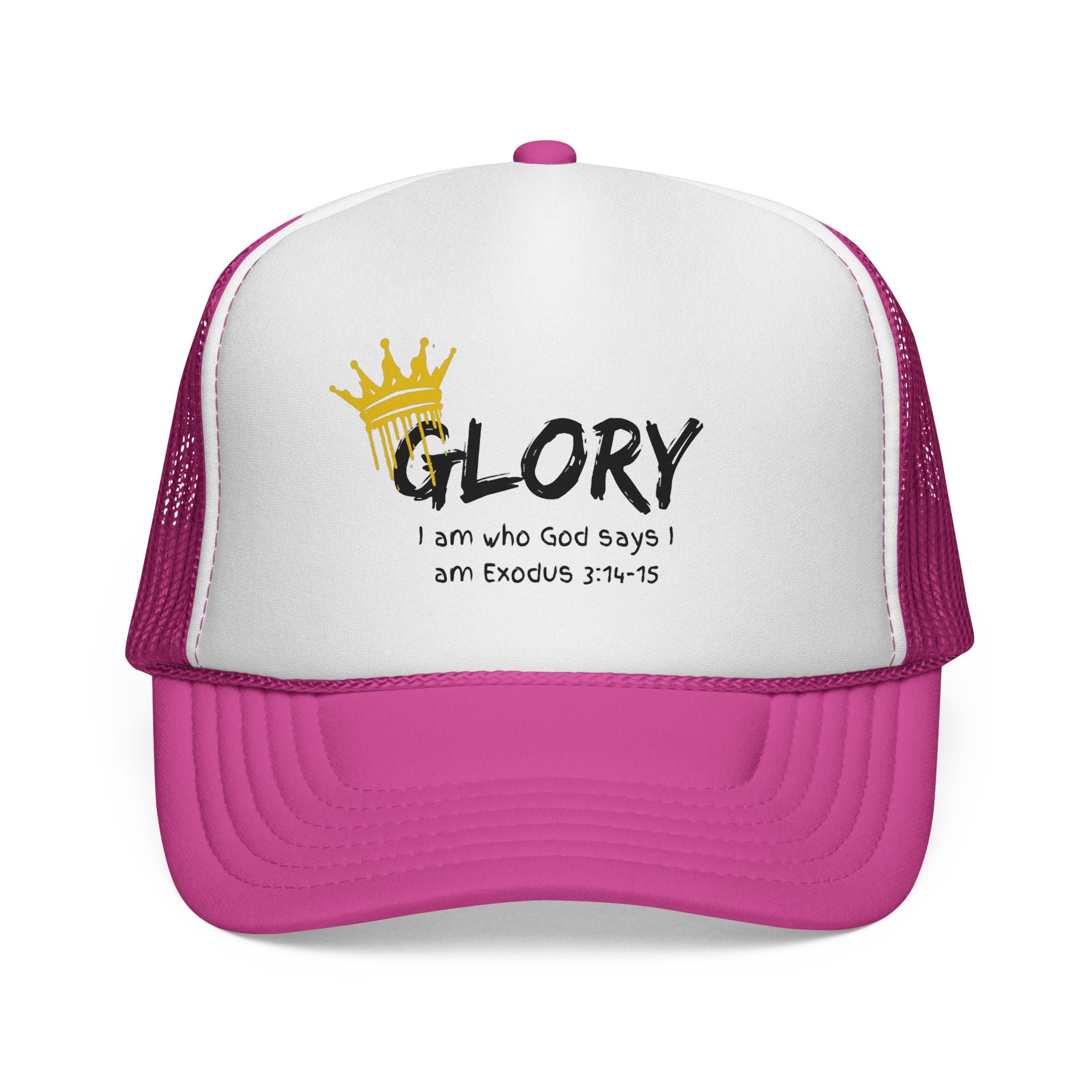 Glory Crown Trucker Cap — "I Am the God Says I Am" Exodus 3:14-15 Christian Hat