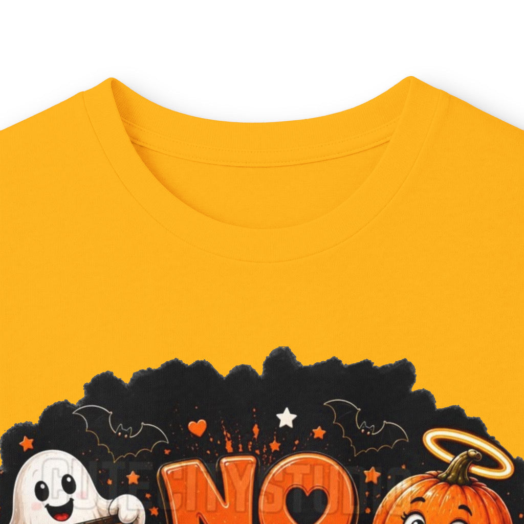 Halloween Long Sleeve Tee — "No Tricks Just Treats" Graphic Shirt