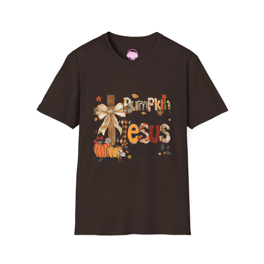 T-Shirt — "Pumpkin Spice and Jesus" Fall Faith Graphic Tee