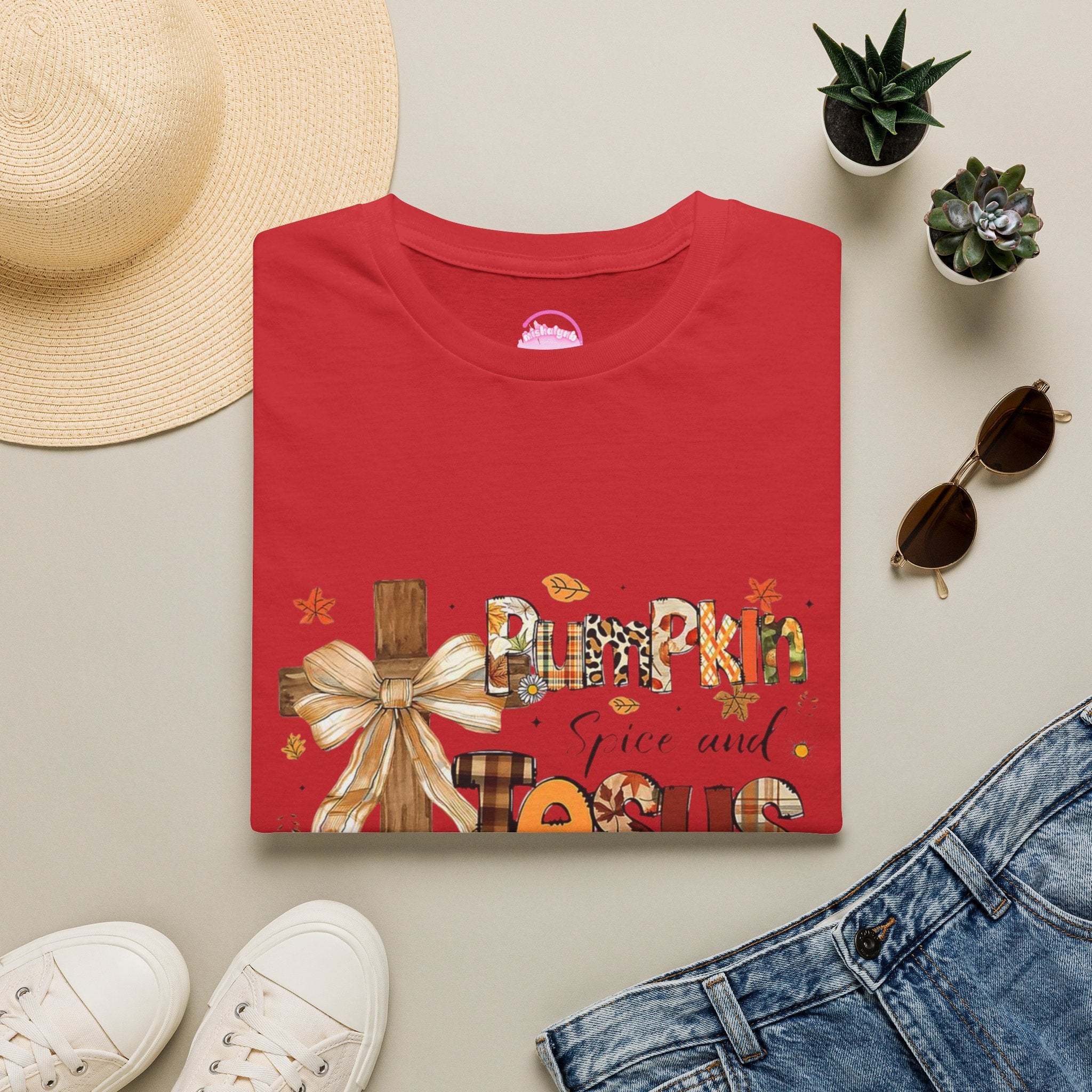 T-Shirt — "Pumpkin Spice and Jesus" Fall Faith Graphic Tee