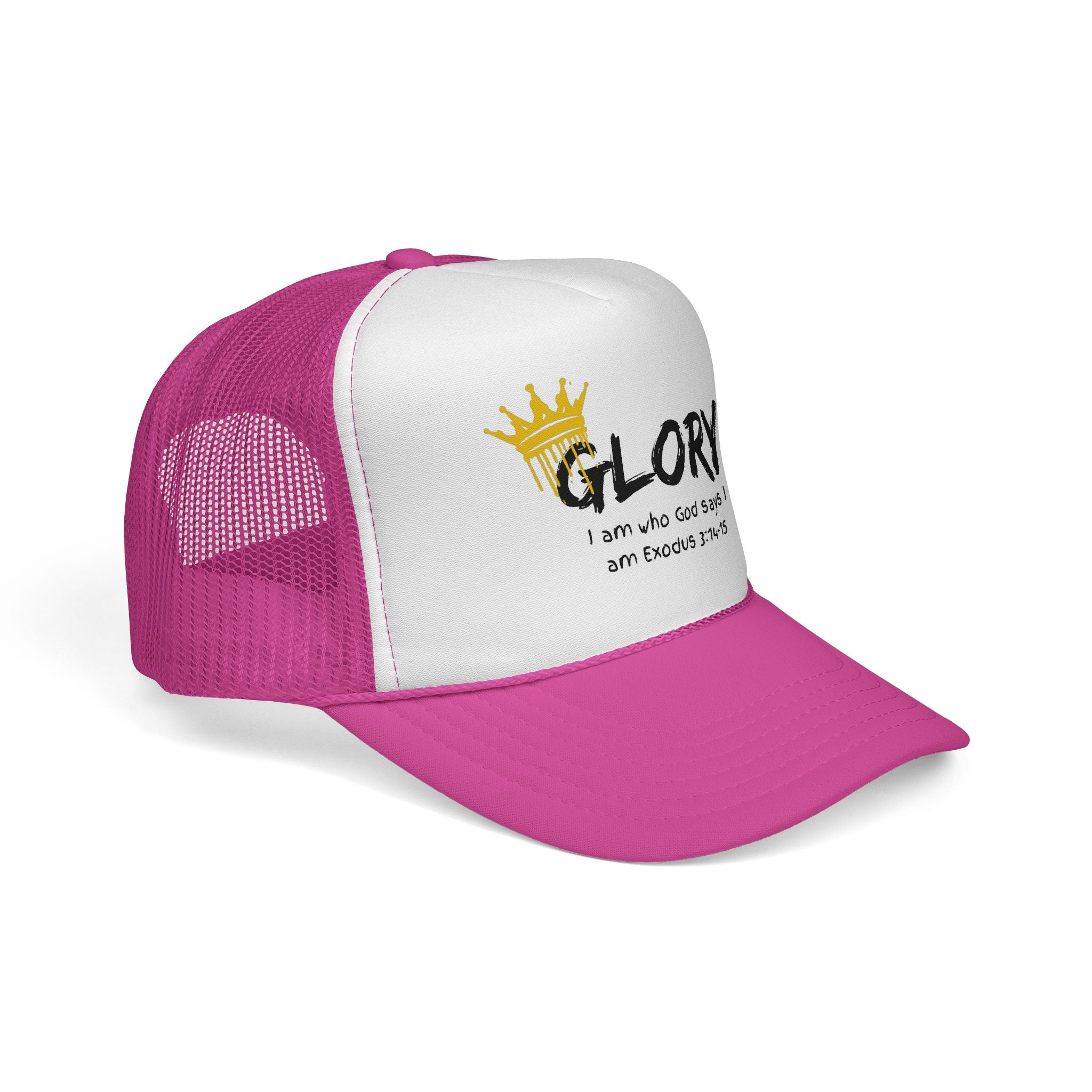 Glory Crown Trucker Cap — "I Am the God Says I Am" Exodus 3:14-15 Christian Hat