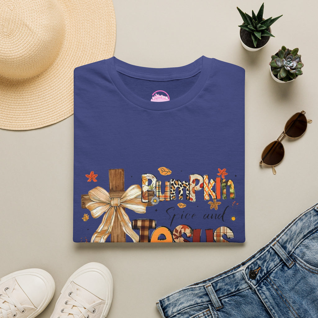 T-Shirt — "Pumpkin Spice and Jesus" Fall Faith Graphic Tee