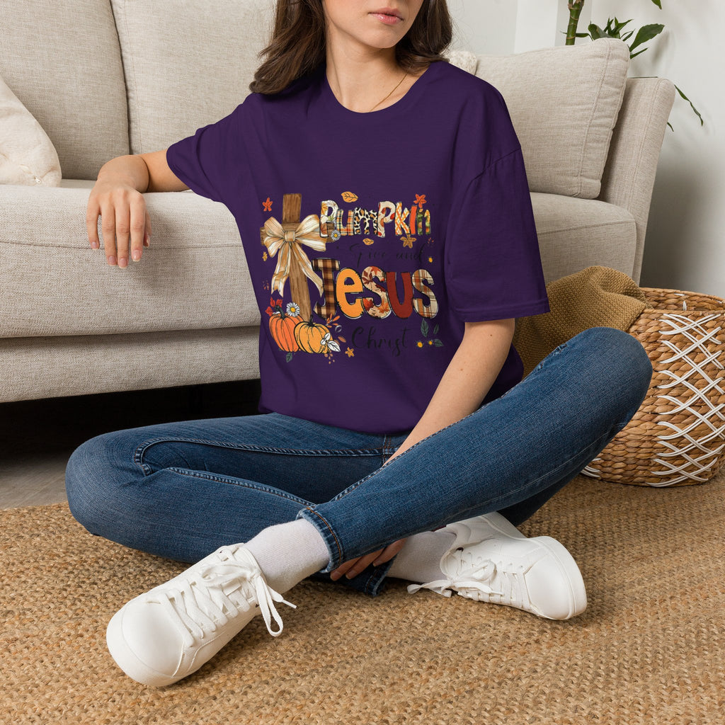 T-Shirt — "Pumpkin Spice and Jesus" Fall Faith Graphic Tee