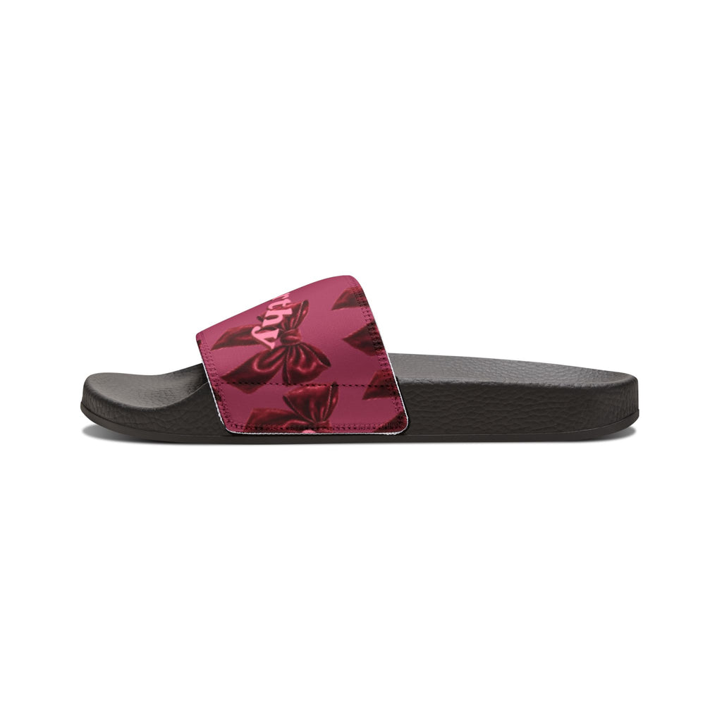 Women's Butterfly Slide Sandals - Removable Strap Pink Floral Slides