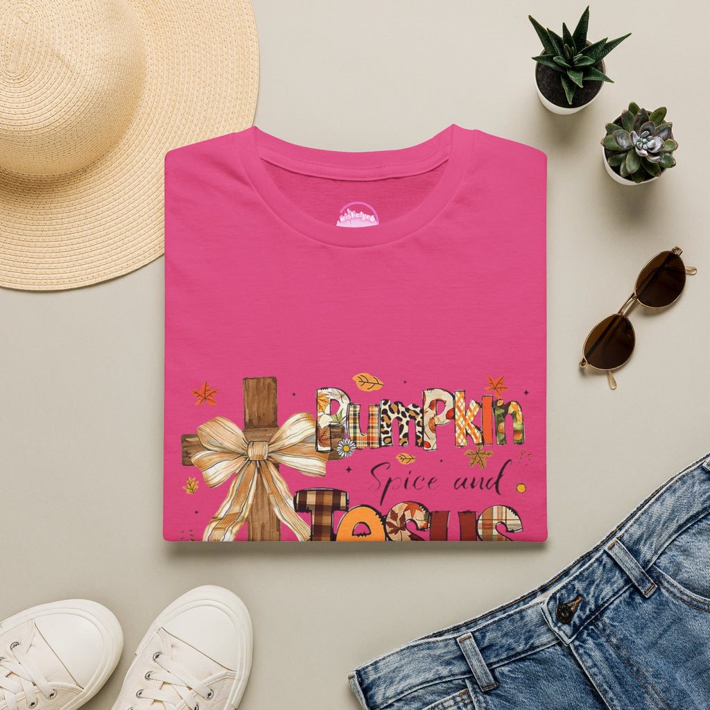 T-Shirt — "Pumpkin Spice and Jesus" Fall Faith Graphic Tee